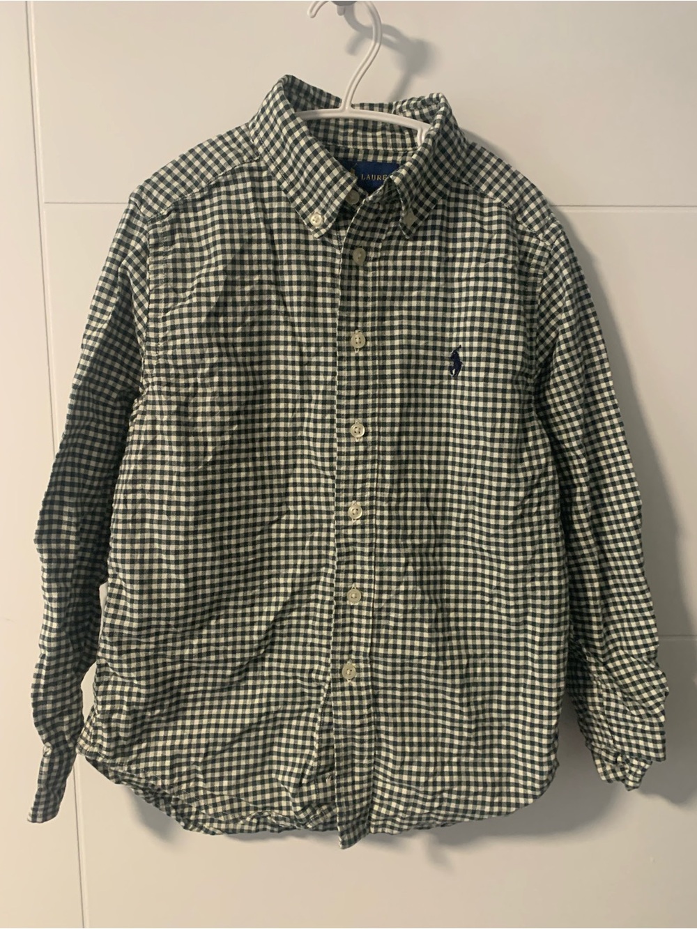 Ralph Lauren Green Check Button-Down Shirt - Boys A9